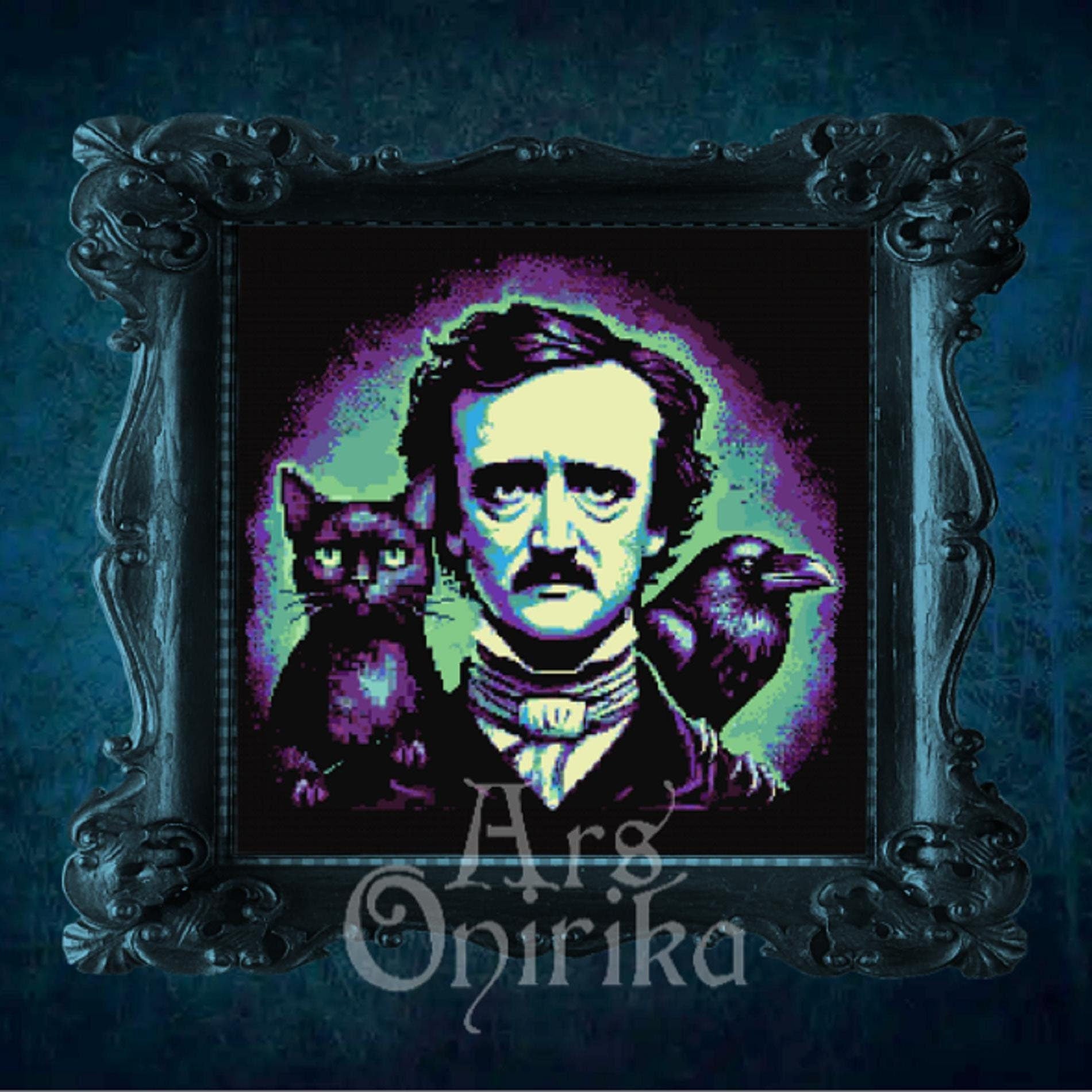 Edgar Allan Poe Cross Stitch Pattern (PDF) – Gothic Halloween Embroidery - INTERMEDIATE LEVEL